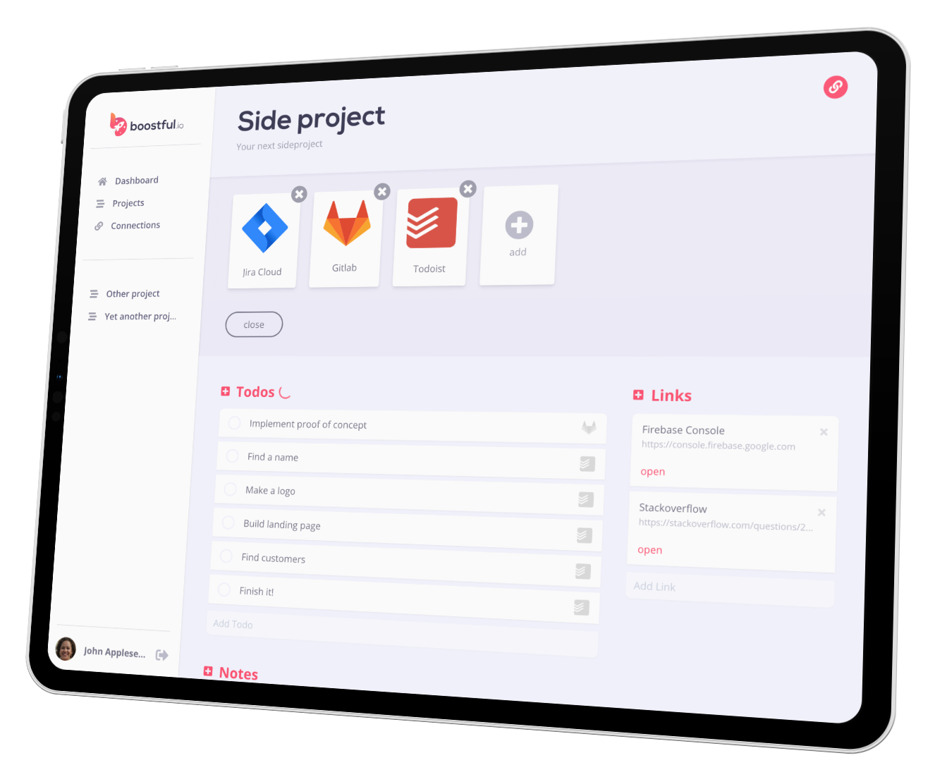 boostful.io project dashboard